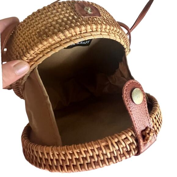 Womens Handbag Round Floral Spring NWT Boho Straw - Picture 5 of 7